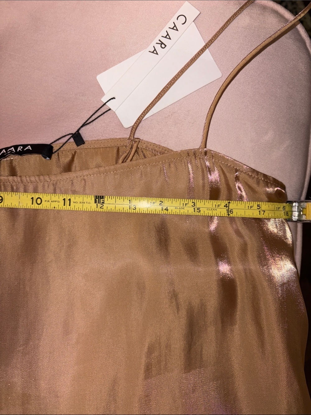 CAARA Slip Dress in Warm Beige light rose metallic tint NEW medium size - Picture 13 of 13